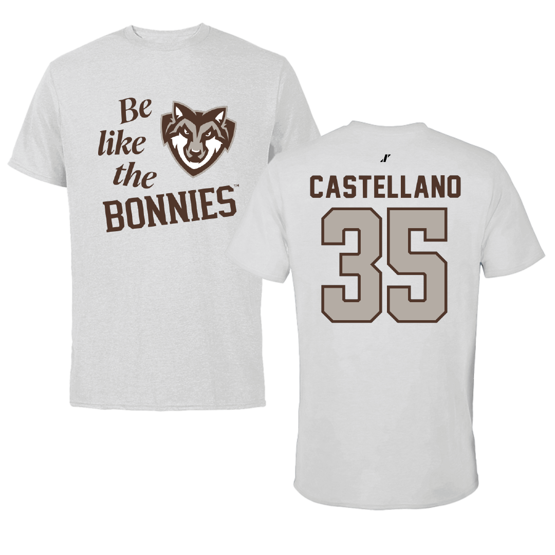 St. Bonaventure University Soccer Light Gray Be Like Us Performance Tee - #35 Juliana Castellano