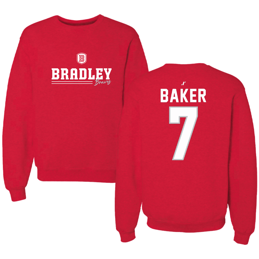 Bradley University Softball Red General Crewneck - #7 Masyn Baker