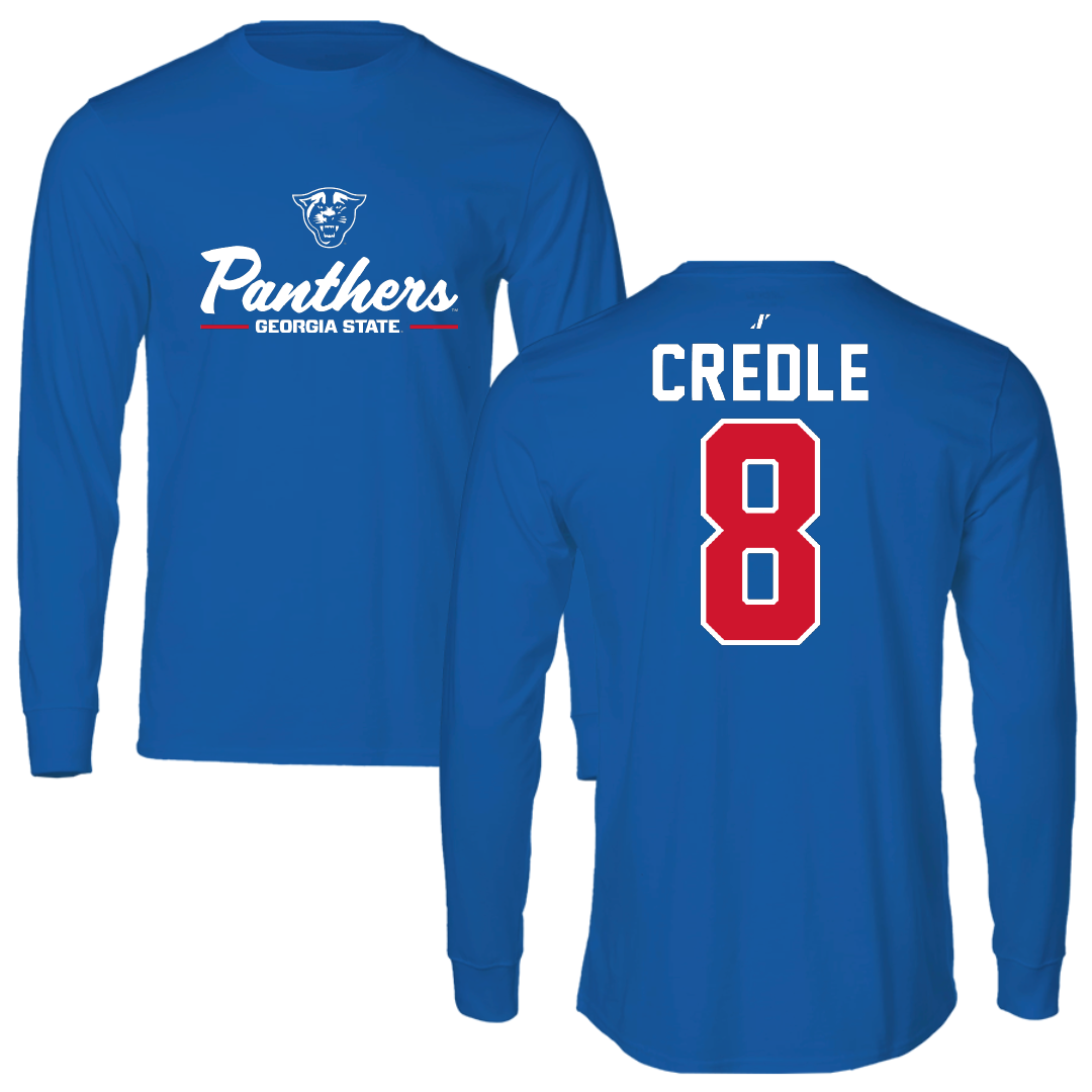 Georgia State University Football Blue General Performance Long Sleeve - #8 JaCyais Credle