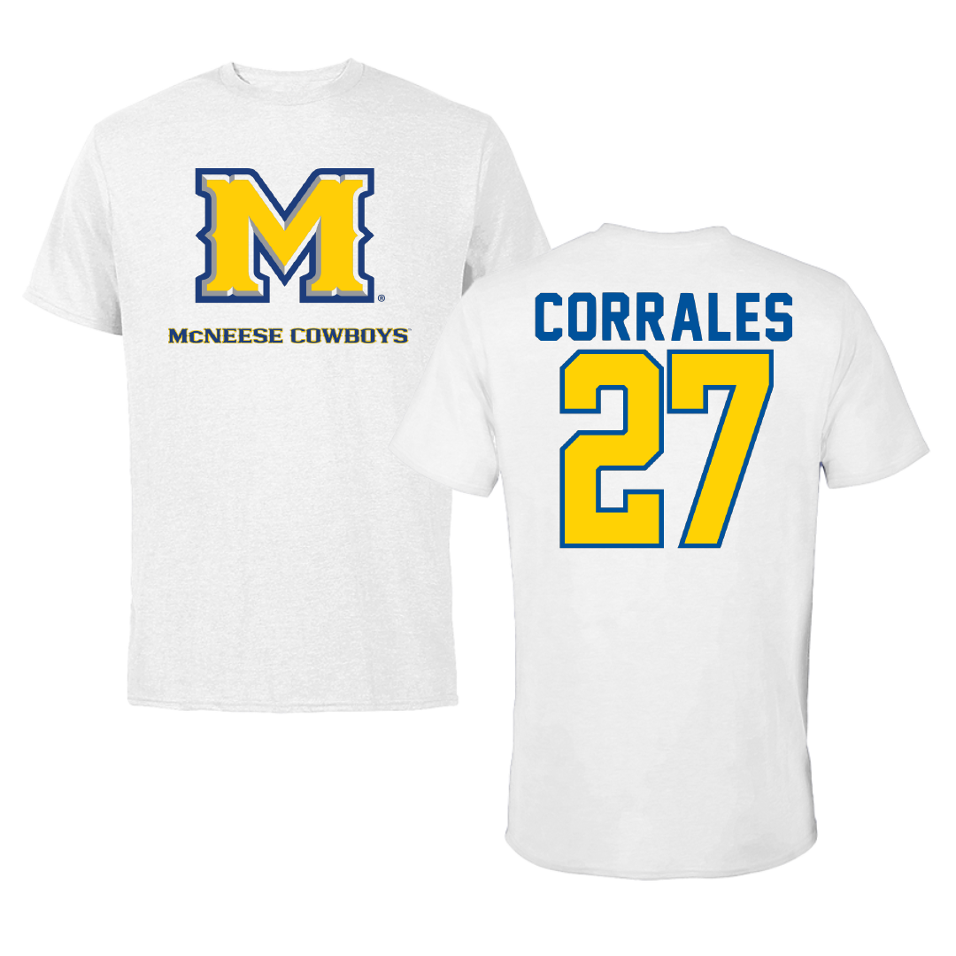 McNeese State University Baseball White Tee - #27 Diego Corrales