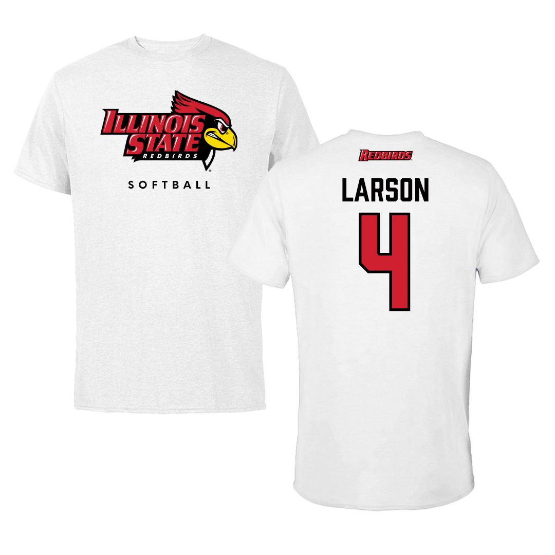 Illinois State University Softball White Performance Tee - #4 Julia Larson