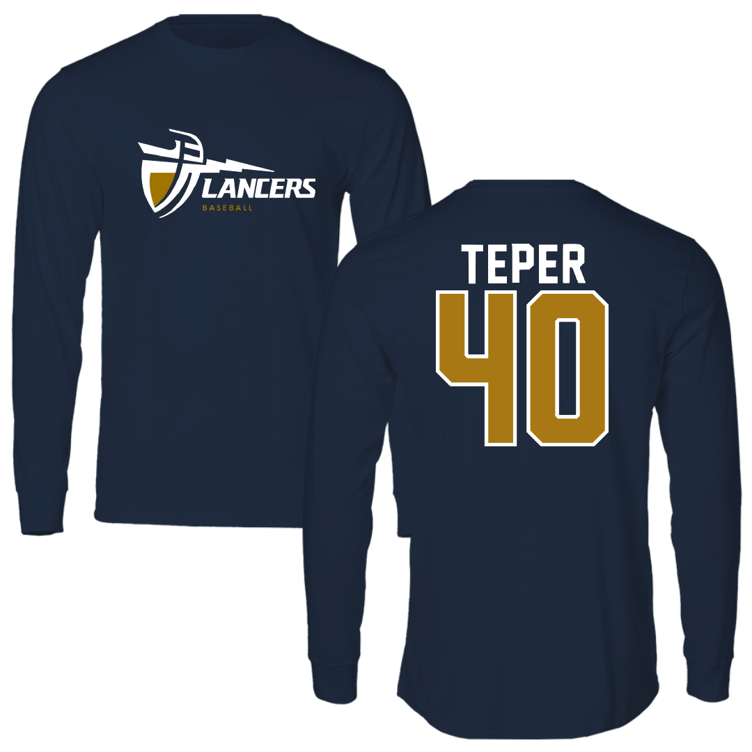 California Baptist University Baseball Navy Performance Long Sleeve - #40 Cameron Teper