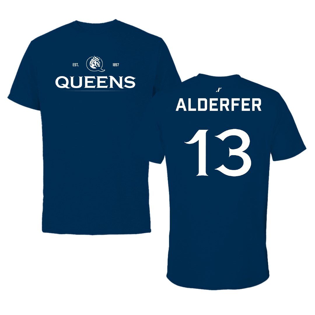 Queens University of Charlotte Baseball Navy General Performance Tee - #13 Nick Alderfer