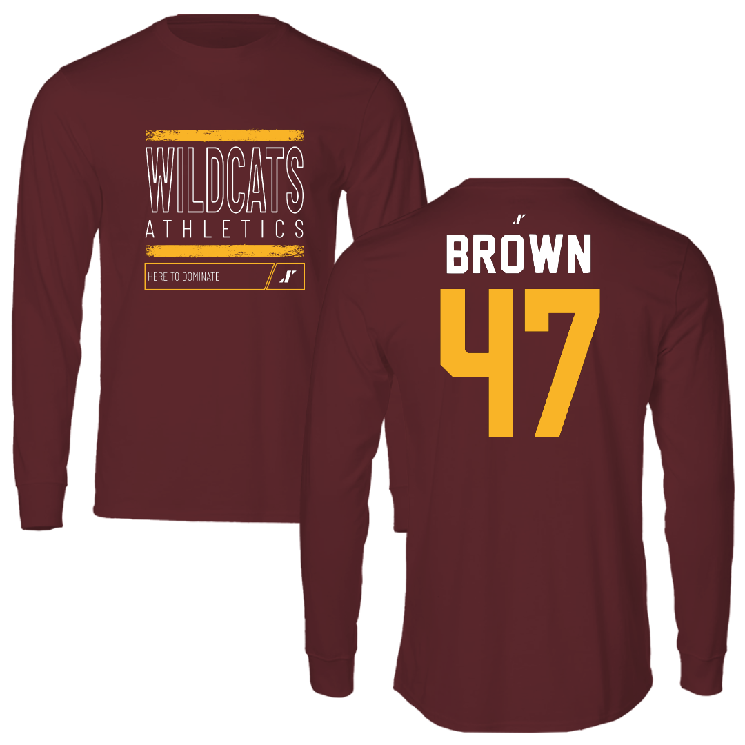 Bethune-Cookman University Football Maroon Dominate Long Sleeve - #47 Ejike Brown