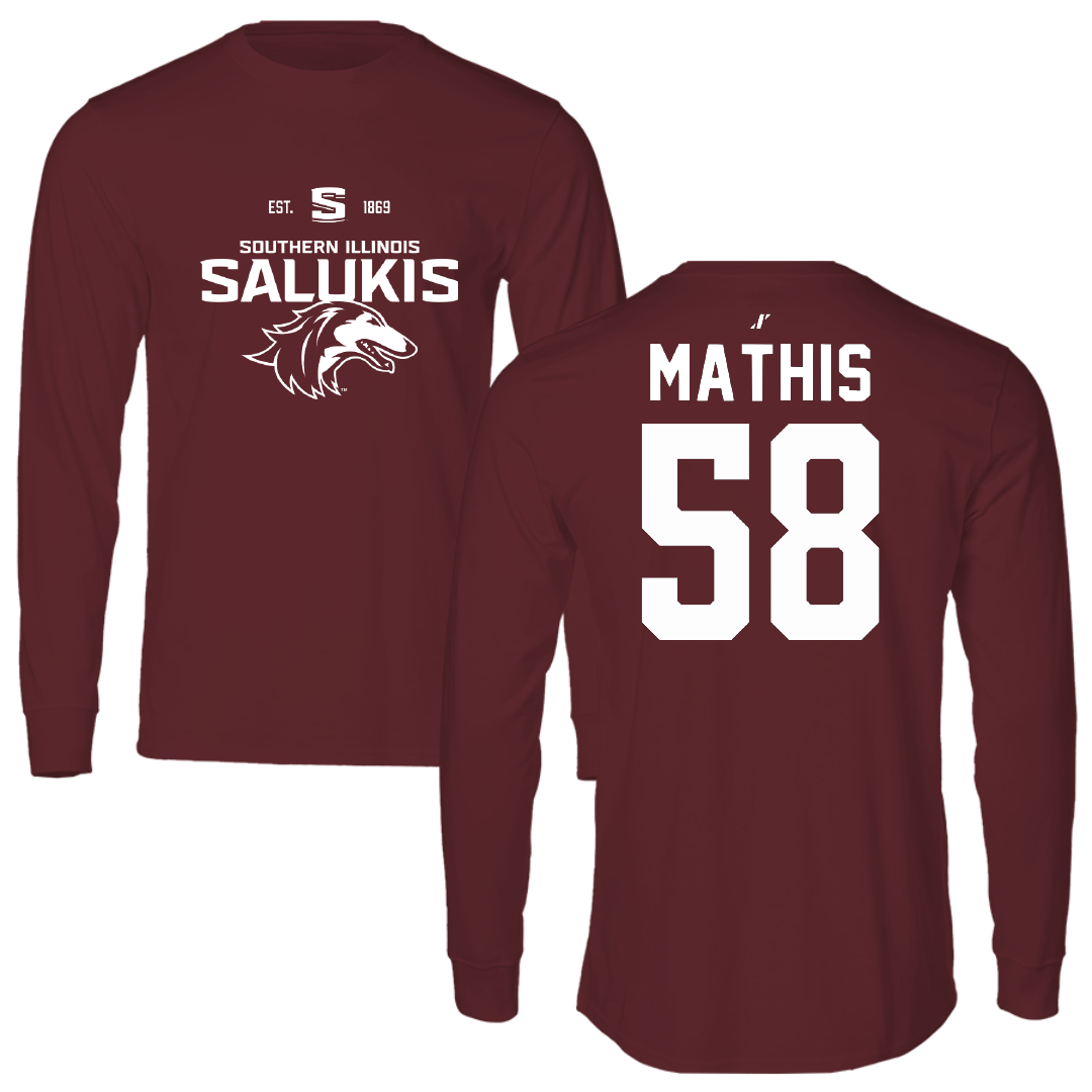 Southern Illinois University at Carbondale Football Maroon General Performance Long Sleeve - #58 Jamond Mathis