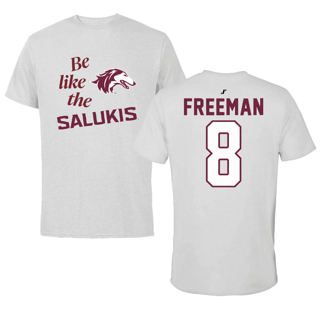 Southern Illinois University at Carbondale Baseball Light Gray Be Like Us Tee - #8 Cole Freeman