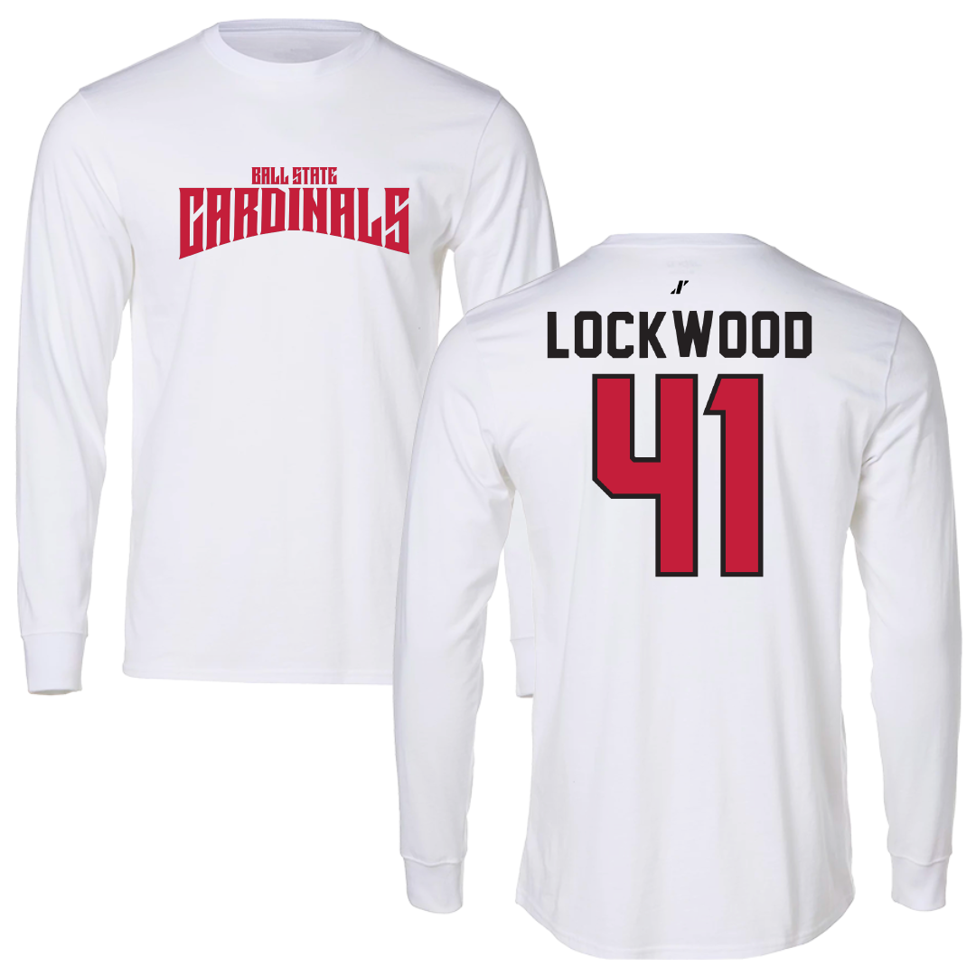 Ball State University Baseball White Classic Performance Long Sleeve - #41 Caden Lockwood