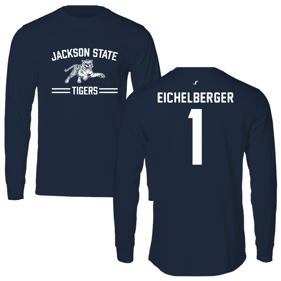 Jackson State University Baseball Navy General Long Sleeve - #1 Joseph Eichelberger