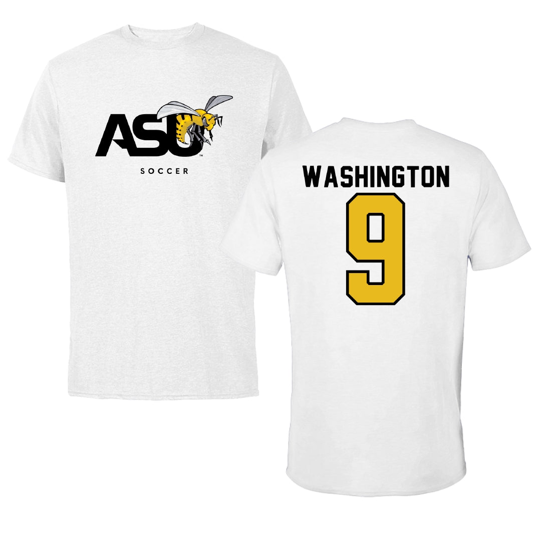 Alabama State University Soccer White ASU Tee - #9 Sydney Washington