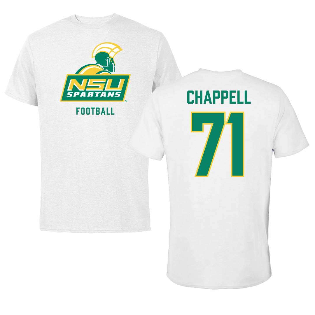Norfolk State University Football White Performance Tee - #71 Jayden Chappell
