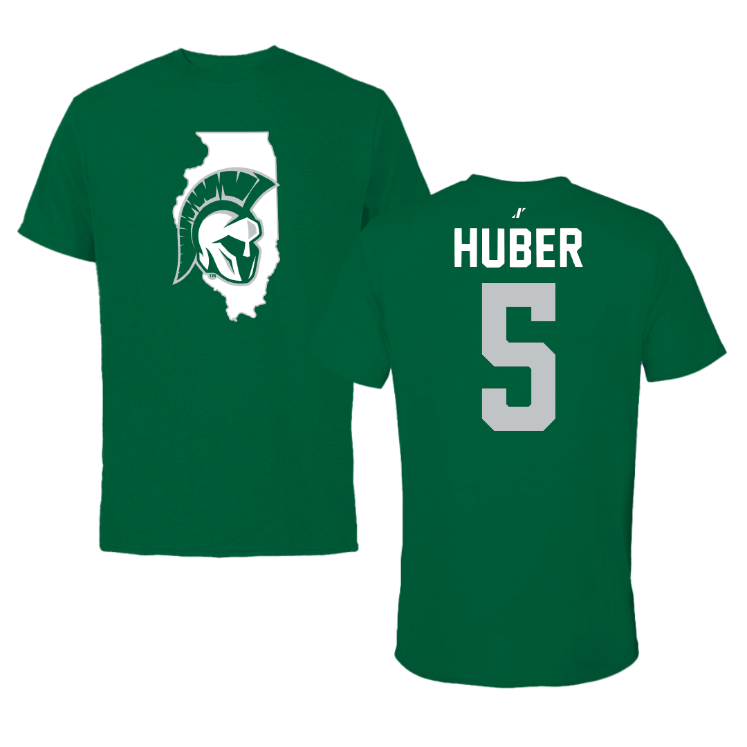 Illinois Wesleyan University Basketball Green State Tee - #5 Lauren Huber