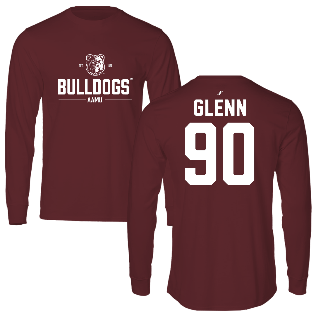 Alabama A&M University Football Maroon General Performance Long Sleeve - #90 Nicholas Glenn