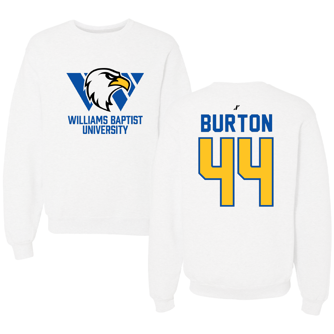 Williams Baptist University Baseball White Crewneck - #44 JD Burton