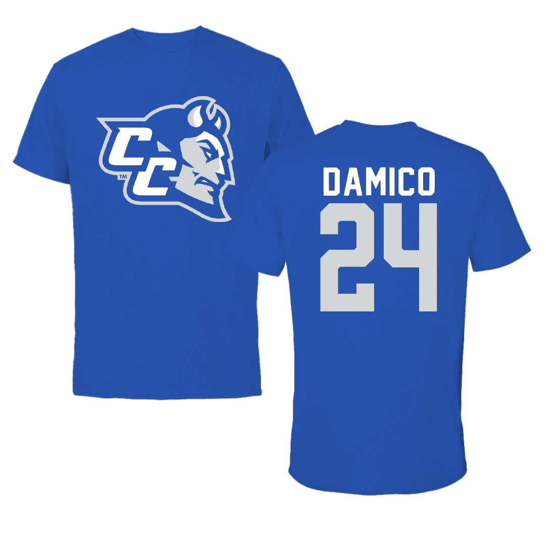 Central Connecticut State University Softball Blue Tee - #24 Gianna Damico