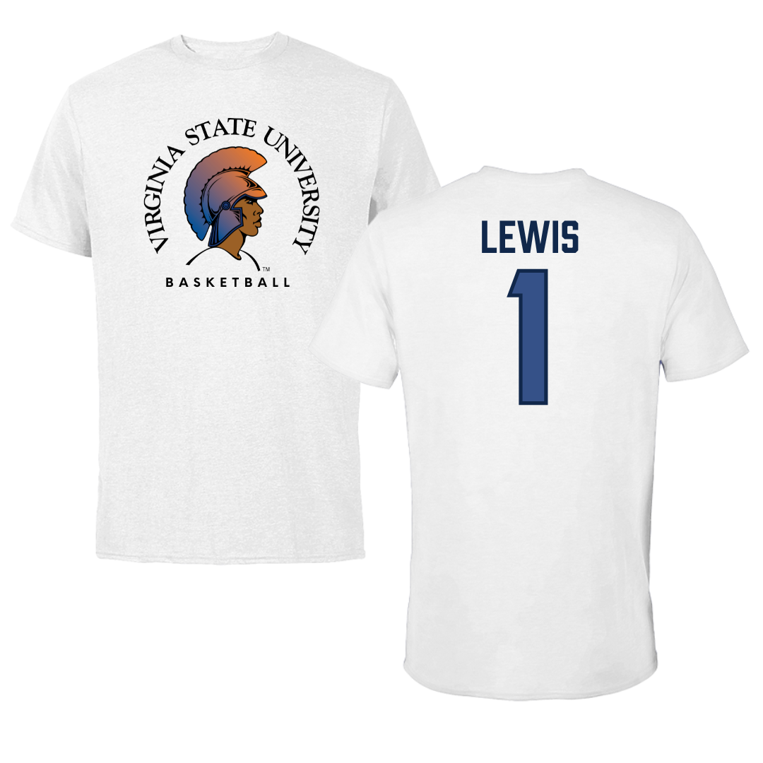 Virginia State University Basketball White Performance Tee - #1 Cabria Lewis
