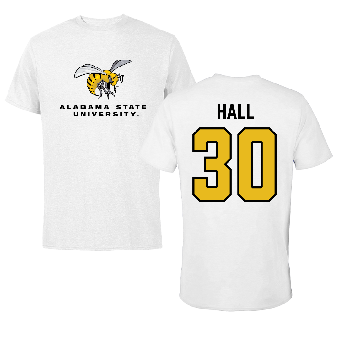 Alabama State University Basketball White Tee - #30 Anaja Hall