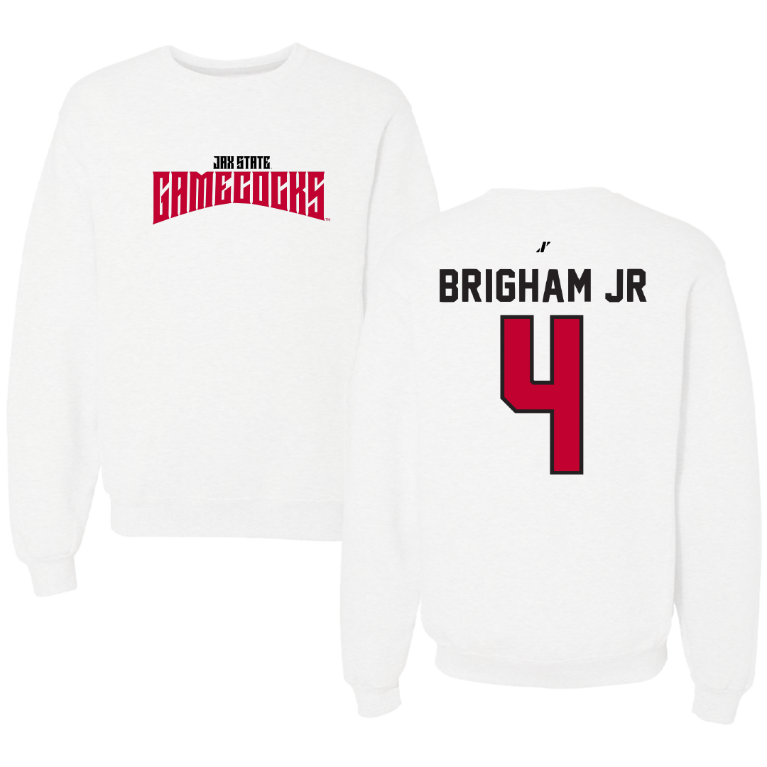 Jacksonville State University Basketball White Classics Crewneck - #4 Marcellus Brigham Jr
