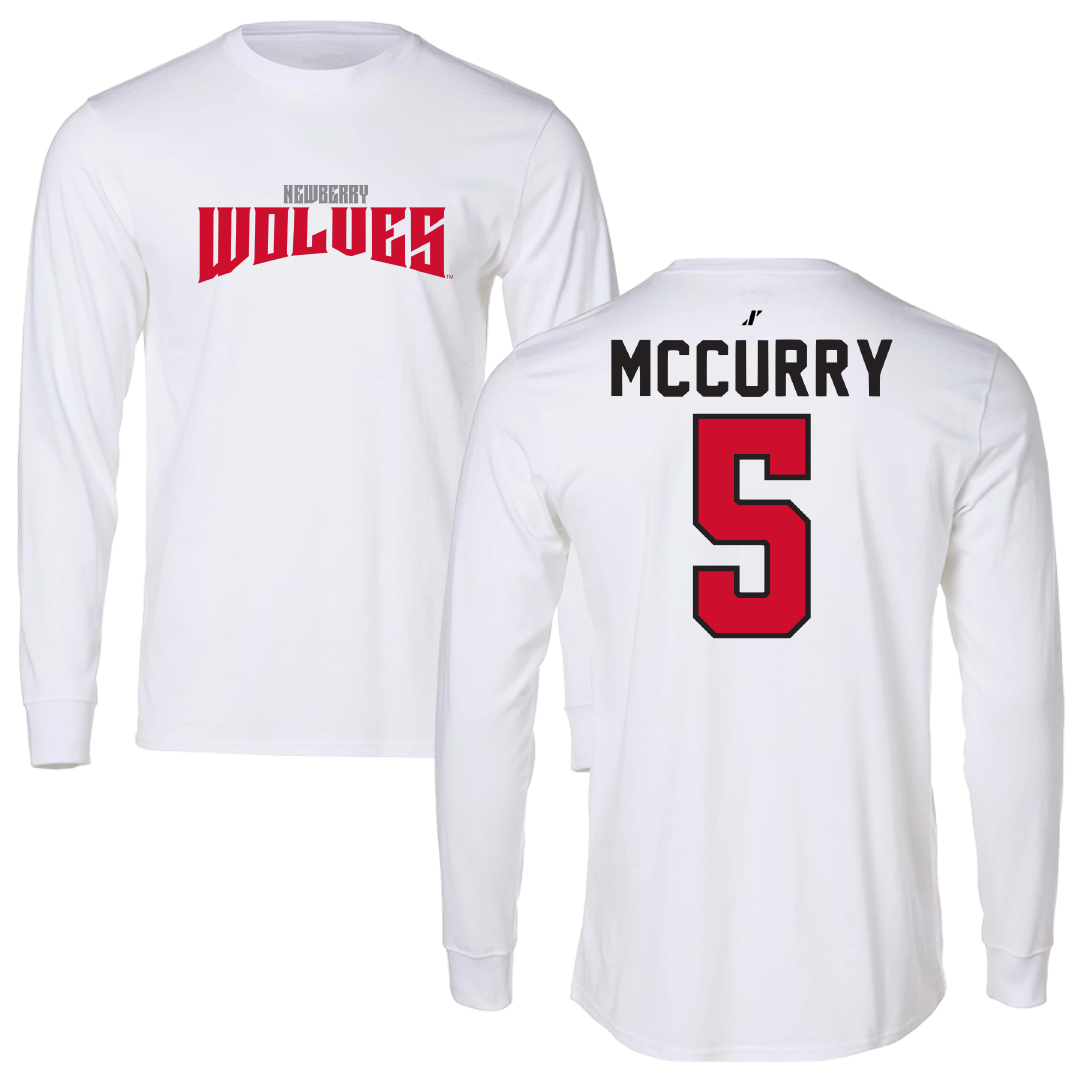 Newberry College Baseball White Classic Long Sleeve - #5 Campbell McCurry