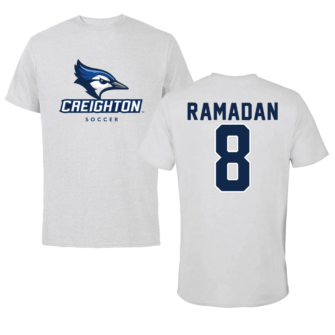 Creighton University Soccer Light Gray Performance Tee - #8 Omar Ramadan