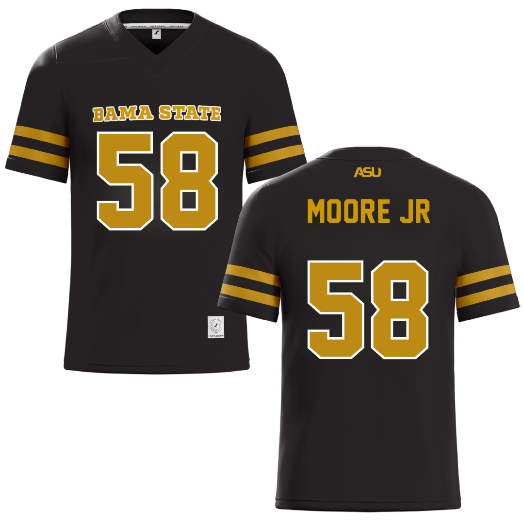 Alabama State University Black Football Jersey - #58 Michael Moore Jr