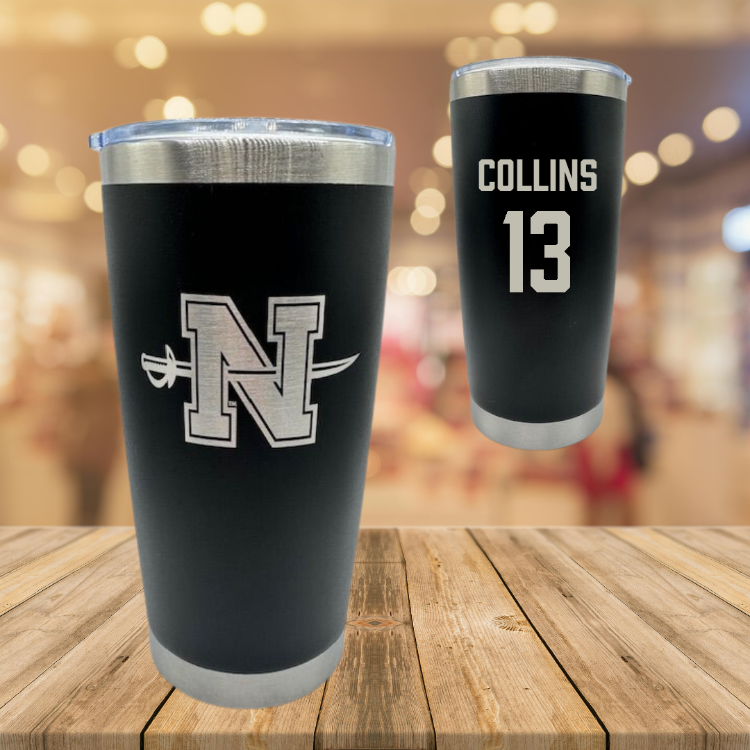 Nicholls State University Basketball Black Stainless Steel Tumbler - #13 Mekhi Collins