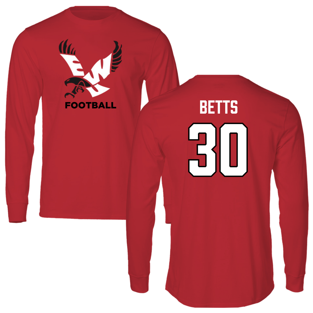 Eastern Washington University Football Red EWU Long Sleeve - #30 Talon Betts