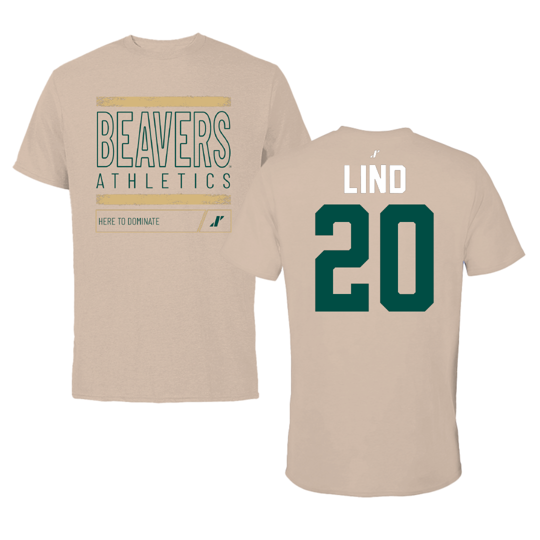 Bemidji State University Baseball Tan Dominate Tee - #20 Brandon Lind