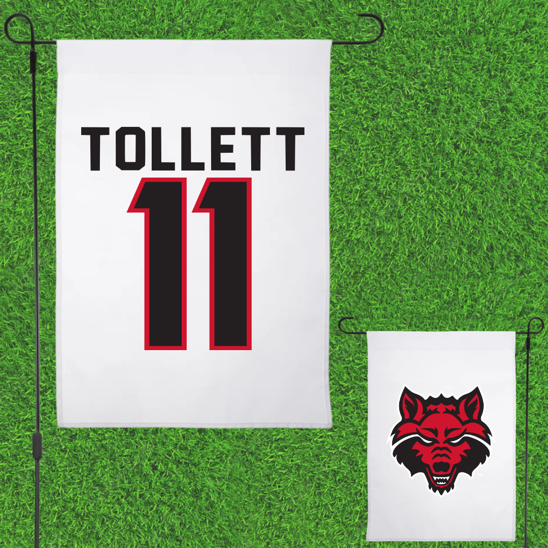 Arkansas State University Baseball White Garden Flag - #11 Cason Tollett