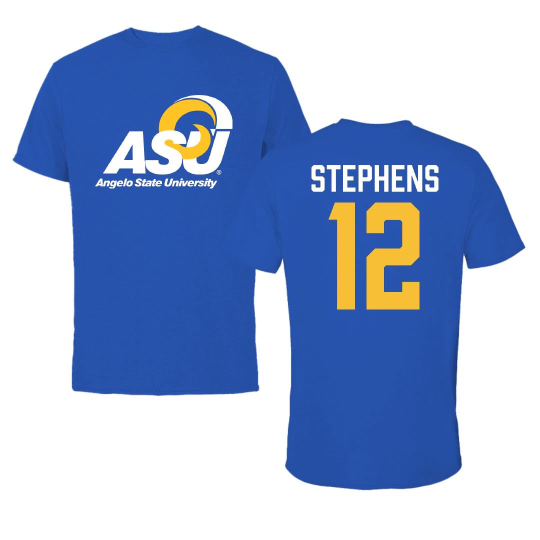 Angelo State University Basketball Blue Tee - #12 Madeline Stephens