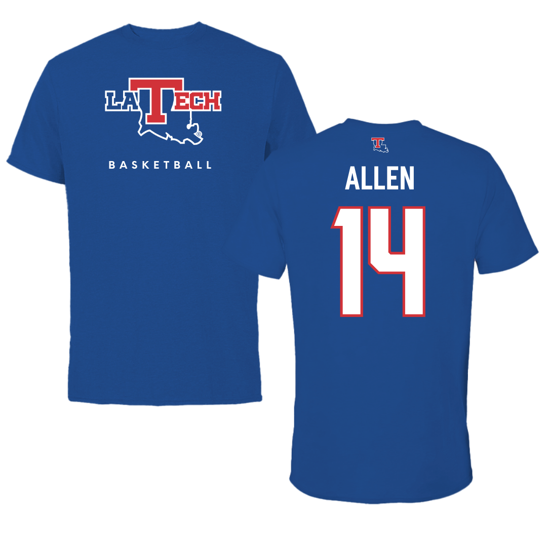 Louisiana Tech University Basketball True Royal Performance Tee - #14 Will Allen