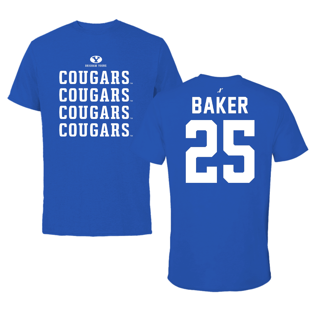 Brigham Young University Basketball Blue General Tee - #25 Dawson Baker
