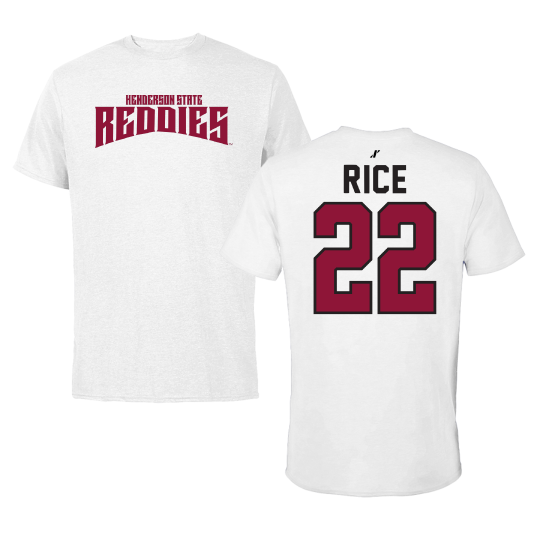 Henderson State University Baseball White Classic Tee - #22 Luke Rice