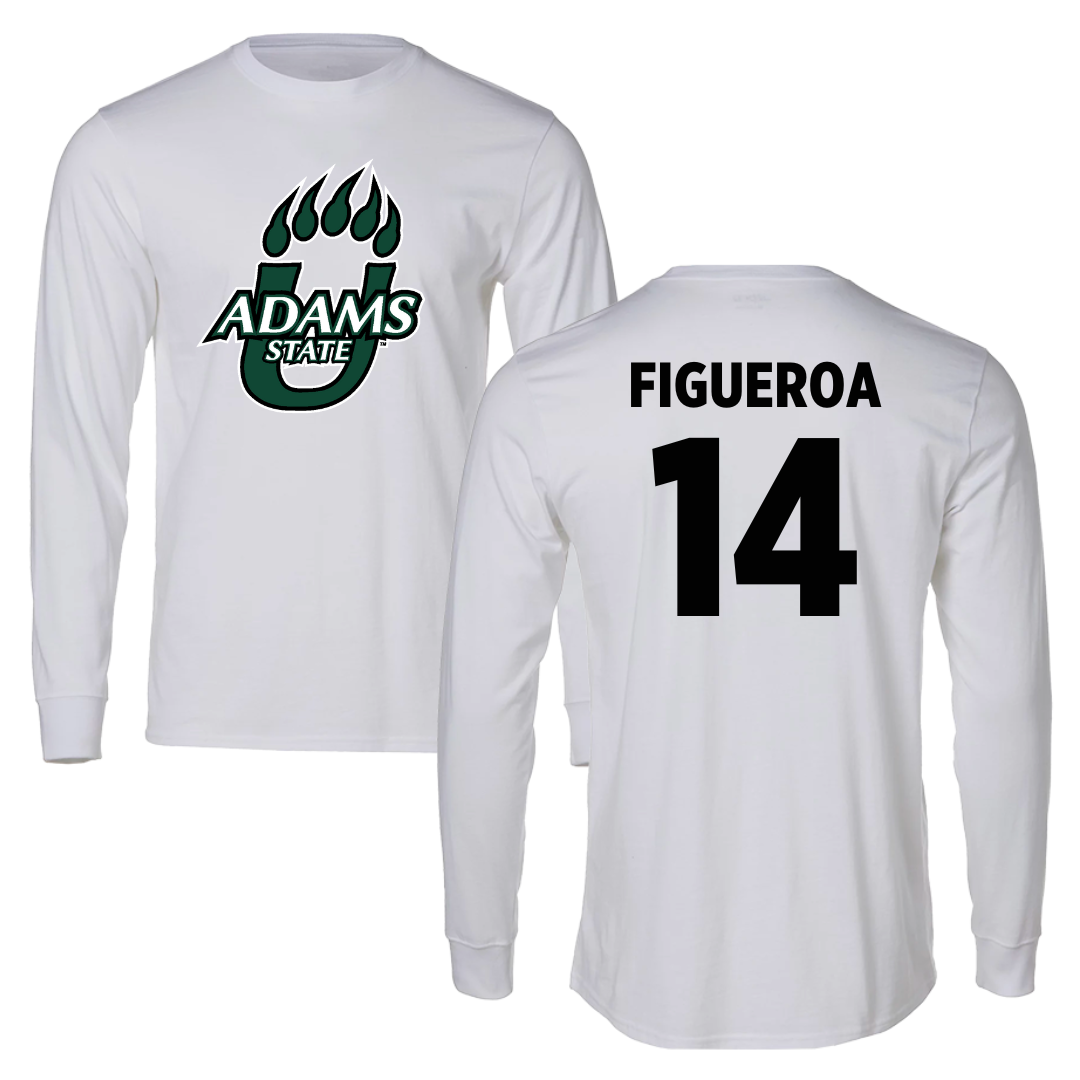Adams State University Soccer White Performance Long Sleeve - #14 Angelica Figueroa