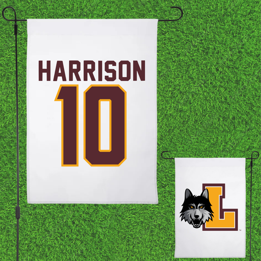 Loyola University-Chicago Soccer White Garden Flag - #10 Taylor Harrison