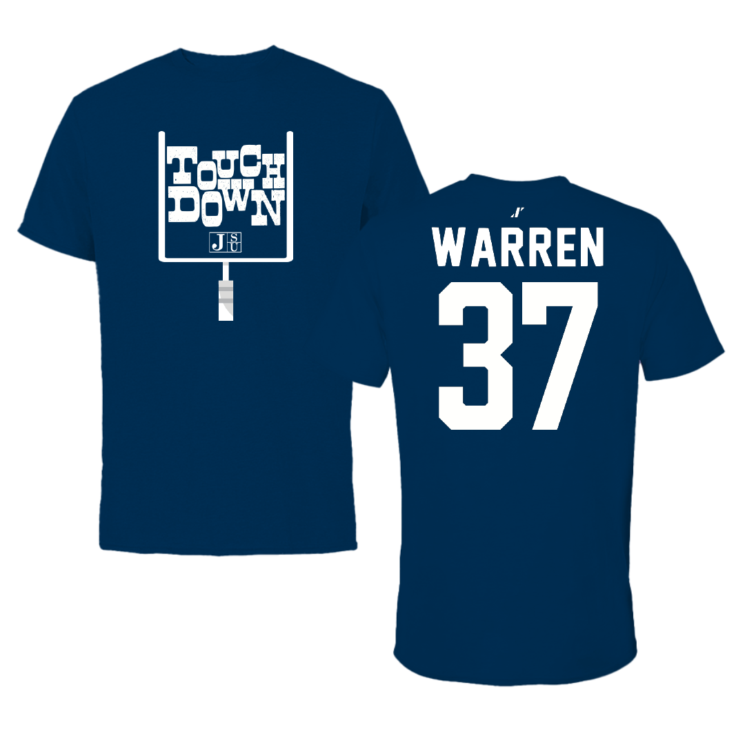 Jackson State University Football Navy Touchdown Tee - #37 Donovan Warren