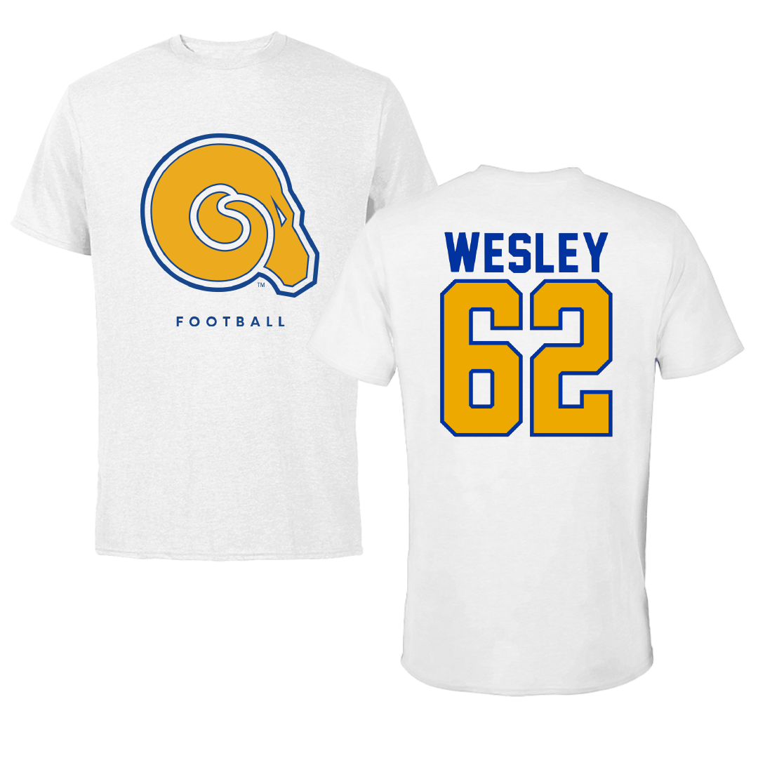 Albany State University Football White Tee - #62 Leon Wesley