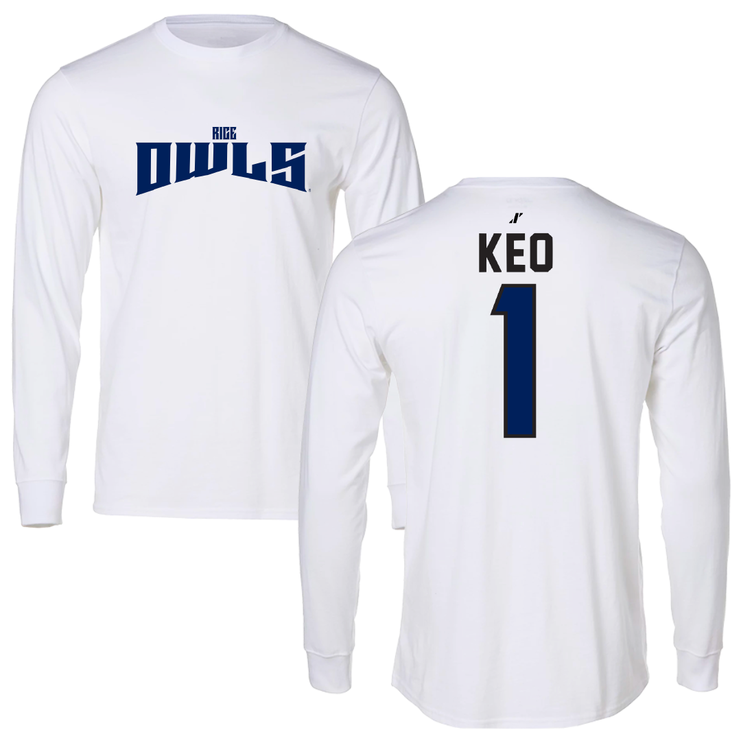 Rice University Baseball White Classic Long Sleeve - #1 Maddox Keo