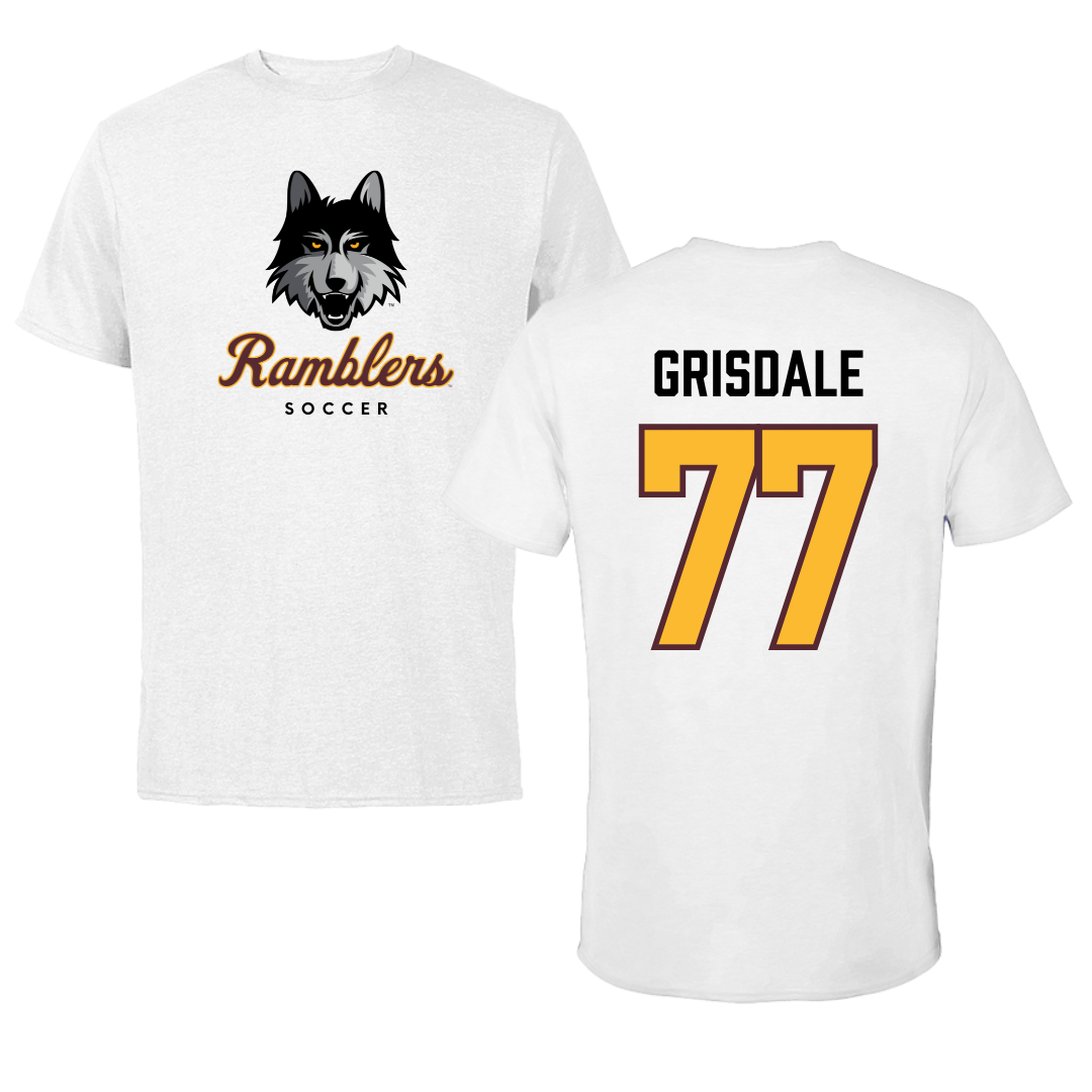 Loyola University-Chicago Soccer White Ramblers Tee - #77 Faith Grisdale