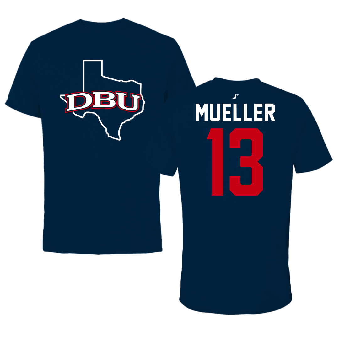 Dallas Baptist University Soccer Navy State Performance Tee - #13 Sam Mueller
