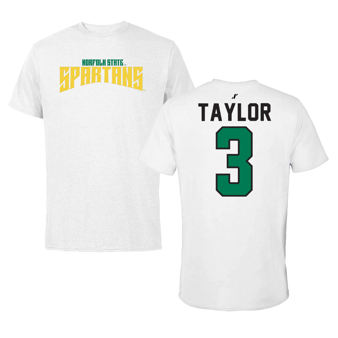 Norfolk State University Softball White Classic Performance Tee - #3 Victoria Taylor