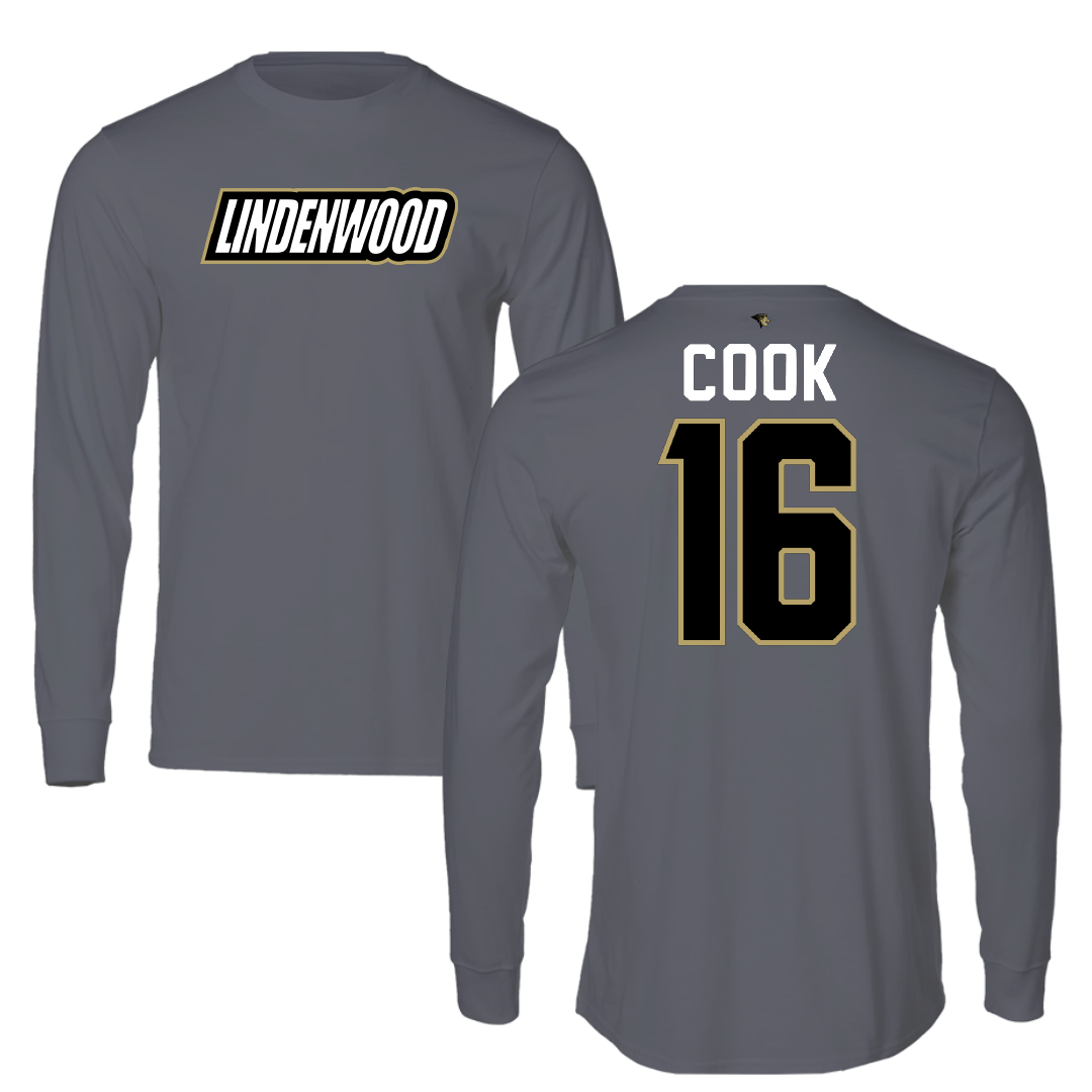 Lindenwood University Football Dark Gray Performance Long Sleeve - #16 Luke Cook