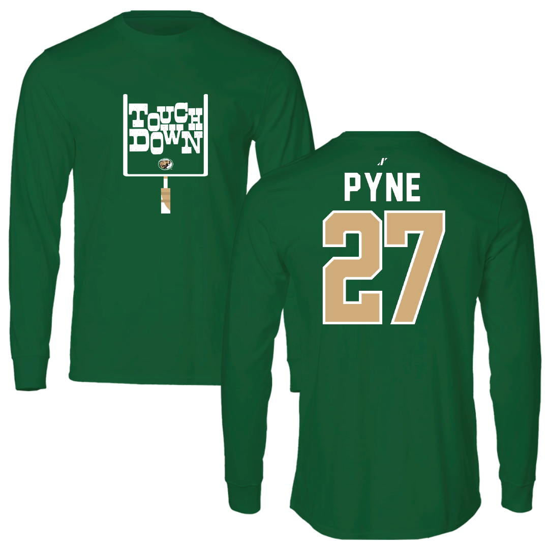 Bemidji State University Football Green Touchdown Long Sleeve - #27 Vicar Pyne