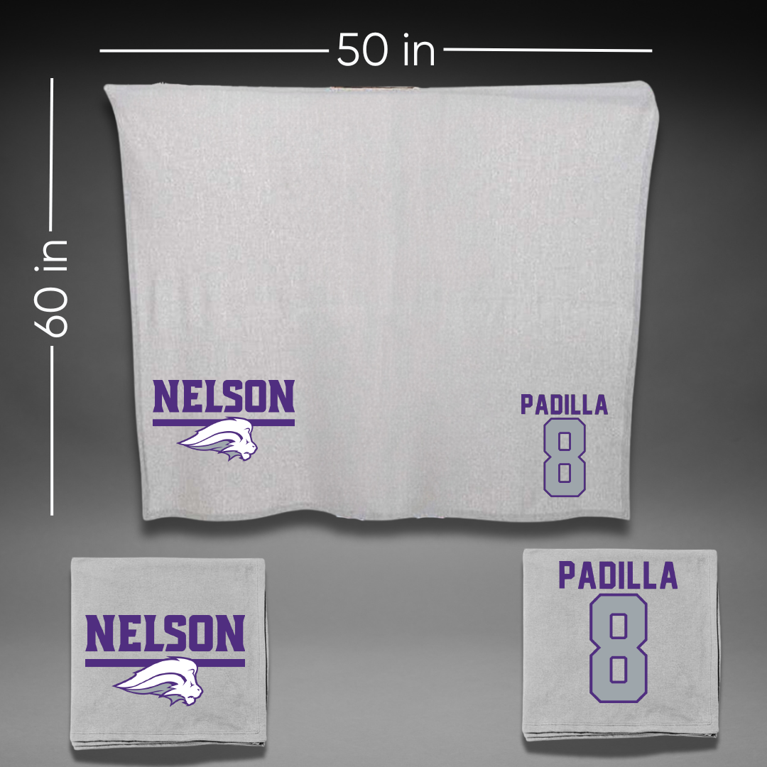 Nelson University Baseball Gray Blanket - #8 Carson Padilla