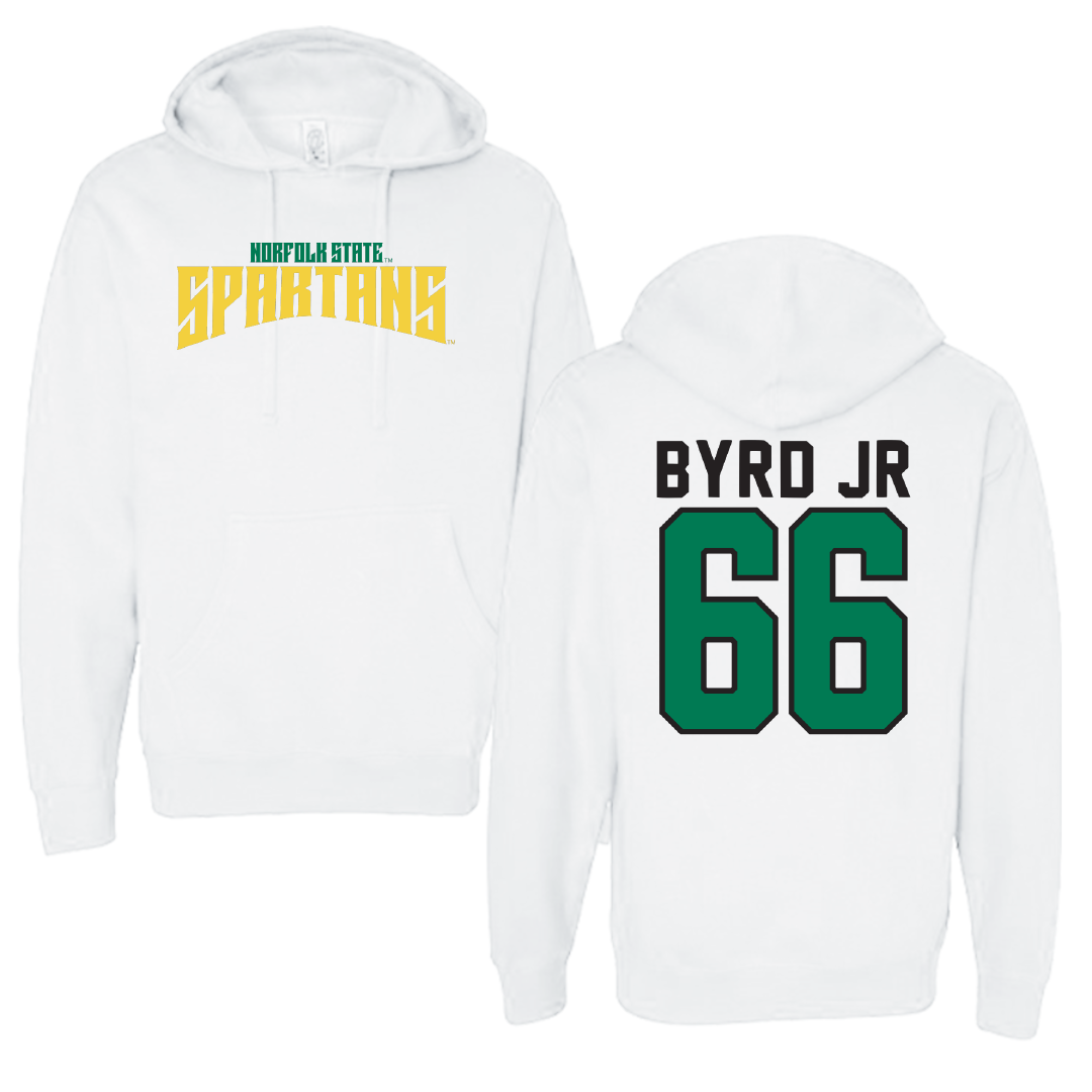 Norfolk State University Football White Classic Hoodie - #66 Vincent Byrd Jr