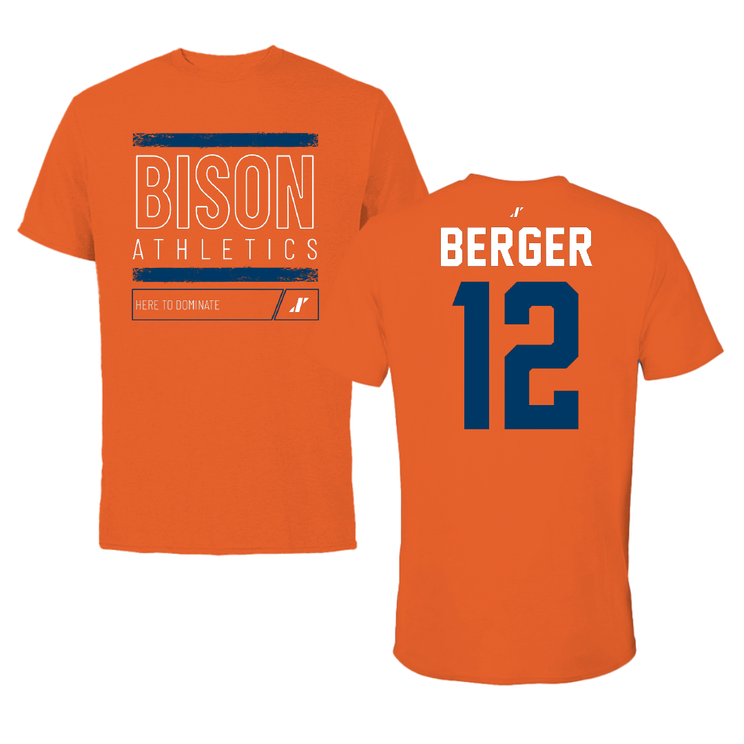Bucknell University Basketball Orange Dominate Performance Tee - #12 Quin Berger