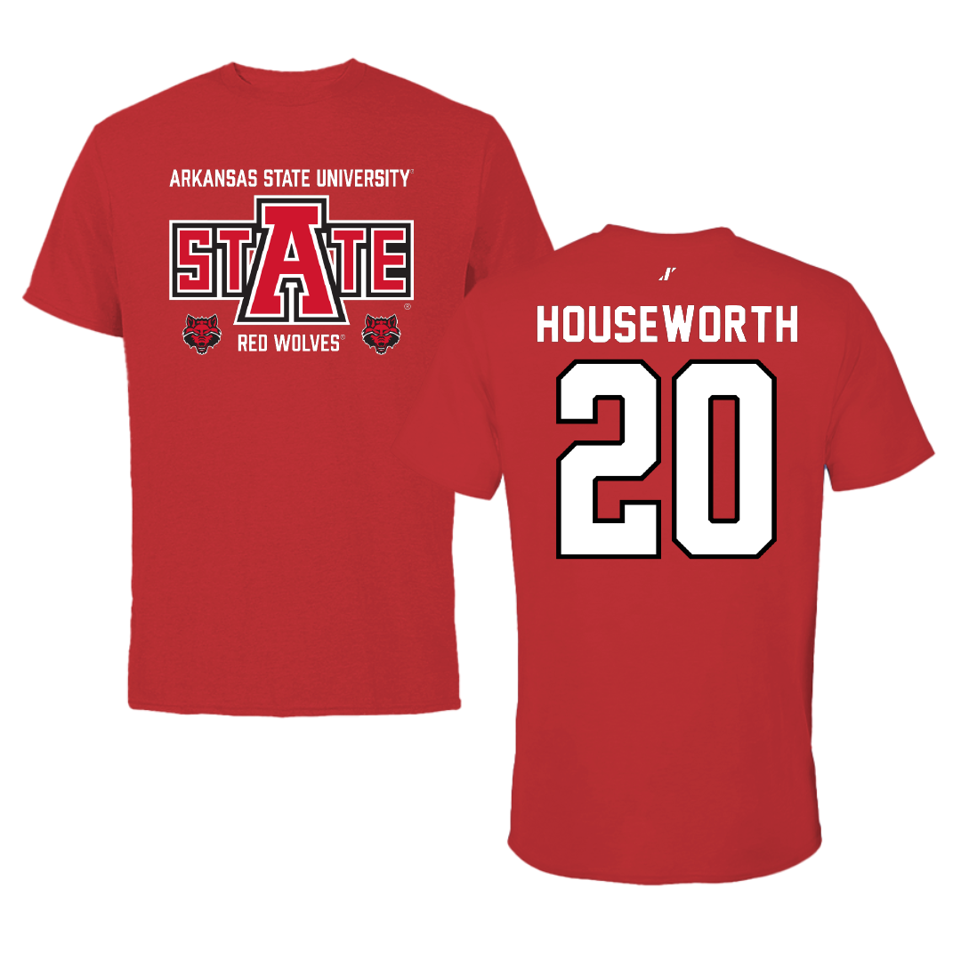Arkansas State University Baseball Red General Tee - #20 Aidan Houseworth