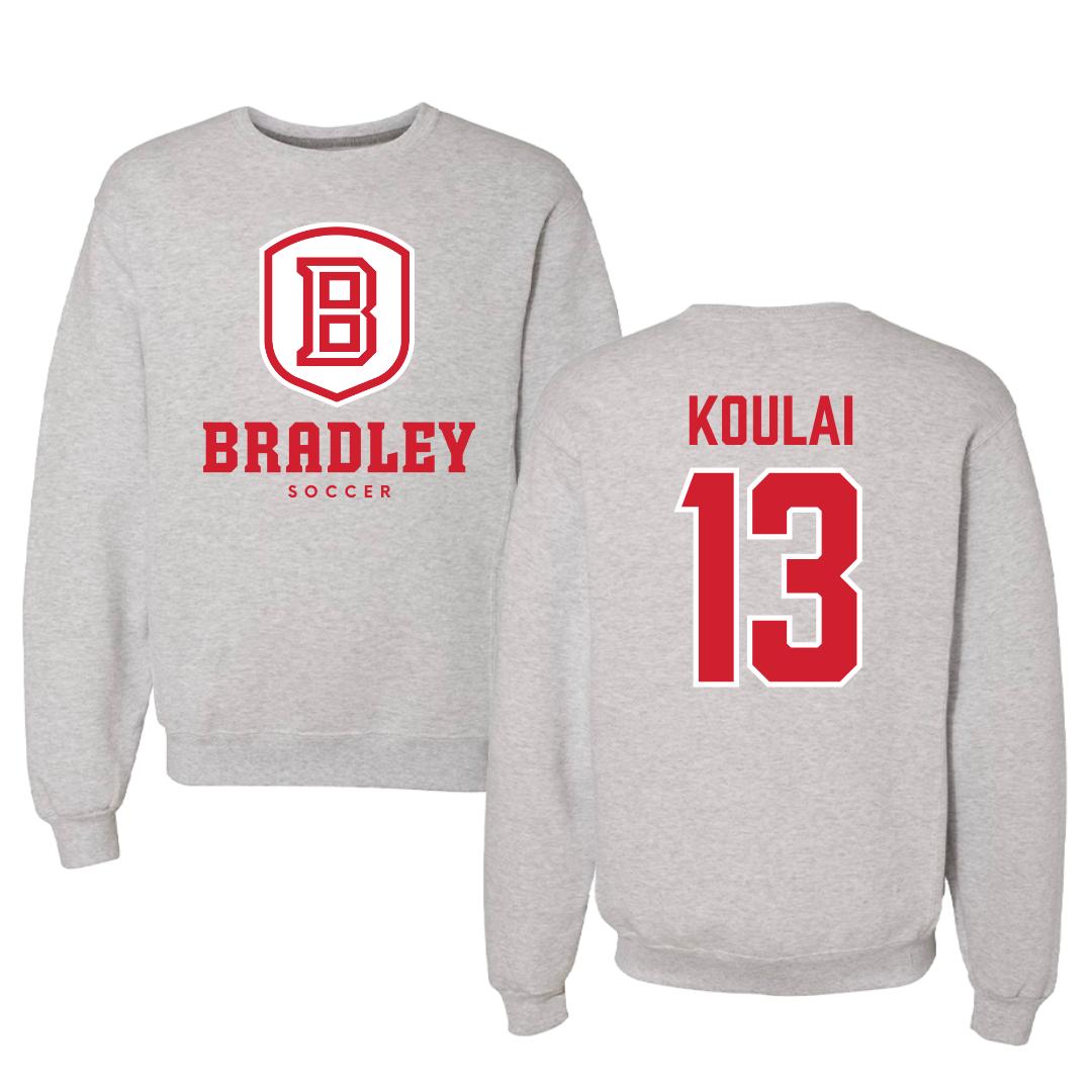 Bradley University Soccer Gray Crewneck - #13 Dj Koulai