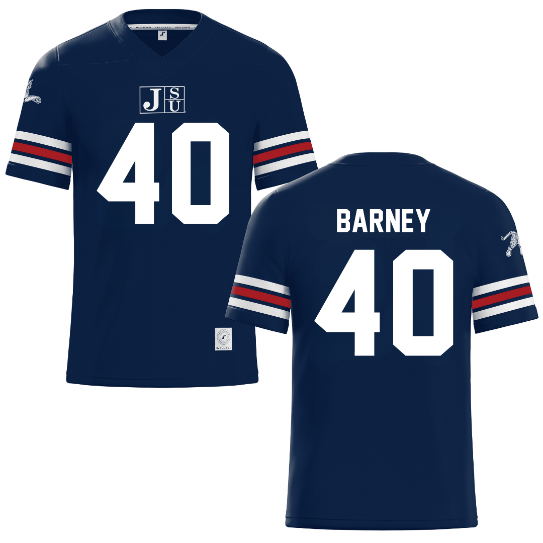 Jackson State University Navy Football Jersey - #40 Braxton Barney