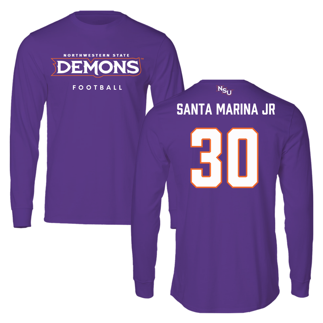 Northwestern State University Football Purple Demons Long Sleeve - #30 Troy Santa Marina Jr