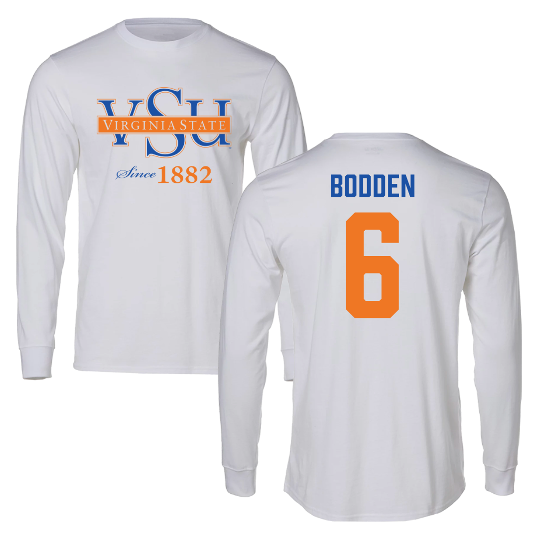 Virginia State University Lacrosse White Performance Long Sleeve - #6 Malachi Bodden
